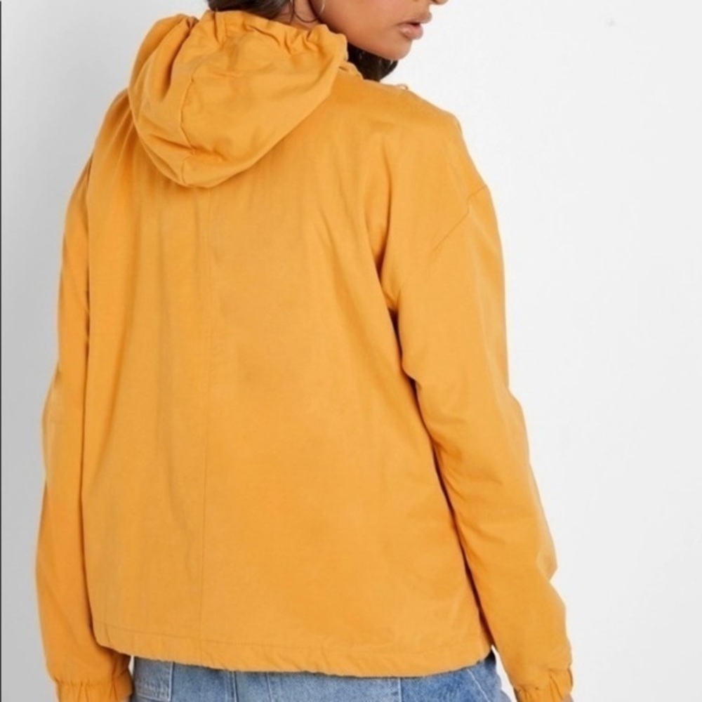 FOREVER 21 Yellow Windbreaker Jacket with Hood Small EUC - Picture 4 of 13